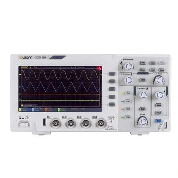 OWON SDS1104 Oscilloscope 100MHz Bandwidth 4-Channels 1GS/s Sample Rate 7 Inch High Resolution LCD for Electronic Circuit Debugging and Testing