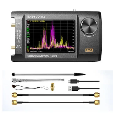 SA5 PORTXVNSA 4 inch IPS LCD Multi-function Handheld Spectrum Analyzer 100k-5.3GHz Signal Generator