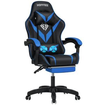 Hoffree Massage Gaming Chair Racing Computer Desk Chairs Ergonomic Massage Lumbar Support High Back Adjustable Swivel Task Chair