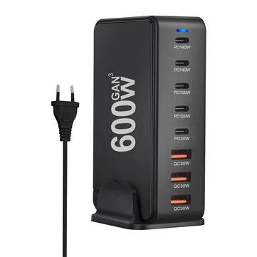 [GaN Tech]Bakeey YMX-600W 600W 8-Port USB PD Charger 5USB-C+3USB-A QC PD3.1 Fast Charging Desktop Charging Station EU Plug US Plug for iPhone 16 16 Pro 15 14 13 Pro Max for Xiaomi 15pro for Samsung Galaxy Z Flip6