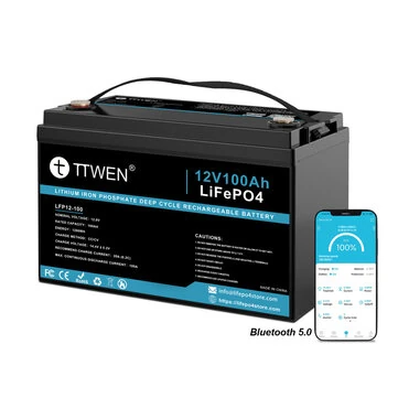 [EU Direct] TTWEN 12V 100Ah Bluetooth Lifepo4 Battery Pack with 100A BMS Temperature Protection 4000+ Times Deep Cycles 1280Wh Lithium Battery Support in Series Parallel for RV, Solar System, Boat, Household, Solar Panel Kit, Camping