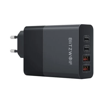 [GaN Tech] BlitzWolf® BW-S29 120W 4 Ports USB PD Wall Charger 2USB-A+2USB-C PD3.0 QC3.0 AFC FCP PPS APPLE Fast Charging EU Plug for iPhone 16 16 Pro 15 14 13 Pro Max for MacBook Pro for Airpods for Apple Watch