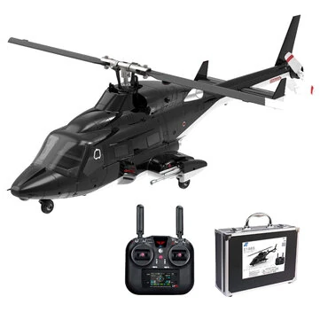 Eachine E188S AirWolf 2.4G 9CH 6G GPS Optical Flow Localization LiDAR TOF Altitude Hold Dual Brushless Motor 1:34 Scale Flybarless RC Helicopter RTF With Aluminum Box