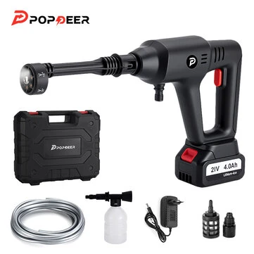 POPDEER PD-W01 4.0Ah 200Bar 3500W High Pressure Cordless Car Washer 6-in-1 Multi-Function Nozzle Car Cleaning Water Gun