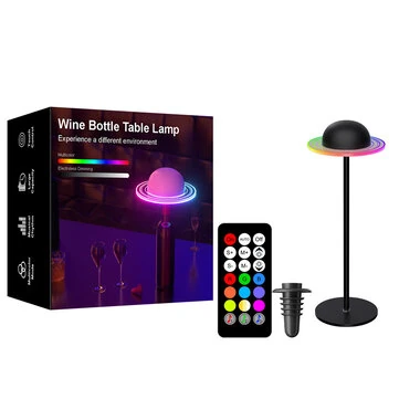 Elfeland Saturn Planet Style RGB Ambient Table Lamp Remote Control Music Sync USB Rechargeable Wine Bottle Decorative Mood Lighting for Home Gaming Room