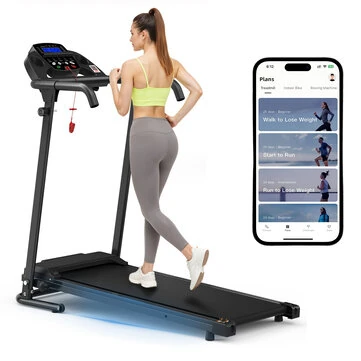 [EU Direct] Bominfit Q30-5 2.5HP 2 in 1 Folding Treadmill - 12km/h Speed | Cup Holder | LED Display | 120KG Load | Smart App | Compact & Portable for Home Office Walking, Running, and Jogging