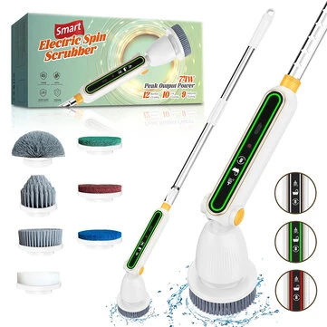 7 In 1 Household Electric Cleaning Brush 3600mAh Strong Torque Silent Retractable Smart Induction Variable Speed Electric Brush With Digital Display