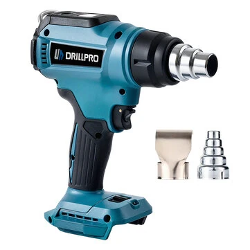 Drillpro 18V Heat Gun LED Display 30-650℃ Hot Air Gun Ceramic Heating Element for Shrink Wrapping Soldering No Battery