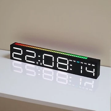 RGB Light Table Clock LED Alarm Clock Speaker Display Colorful 3 Levels Brightness Dual Mode LED Lamp Strip Rhythm Pickup Design for Home Desktop