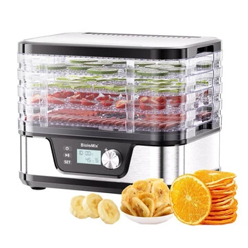 [EU Direct] BioloMix 10L BPA-Free 5-Trays Food Dehydrator Dryer with Digital Timer & Temperature Control for Fruits Vegetables Meat Jerky