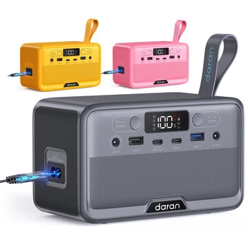 [EU Direct] DaranEner R100 100W Portable Power Station 89.6Wh LiFePO4 Battery Solar Power Bank, Portable Charger Small Electric Generator with AC Outlets & PD Fast Charging for Home Outdoor Camping Essentials Emergency