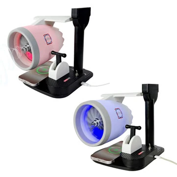 NIKOLATOY New Desktop Aircraft Engine Turbo Fan JetFan Equipped with Wireless Charging and Humidifier Ornaments Decorations Collection Science Discovery Toys