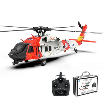 Eachine E200 EXP 2.4G 6CH 6-Axis Gyro Optical Flow Localization Dual Brushless Motor 1:47 Scale Flybarless MH-60 Coasts Guard Resure RC Helicopter