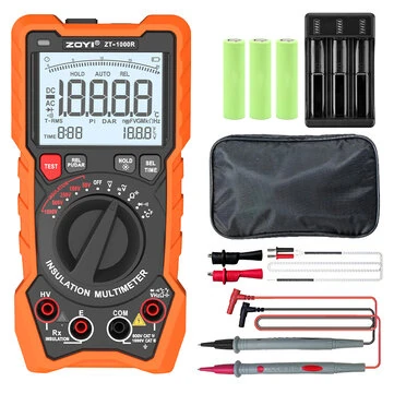 2in1 ZOYI ZT1000R Multimeter Insulation Tester 5 Voltage Settings 1000V AC DC True RMS High Accuracy Backlit Screen Professional Measuring Tool