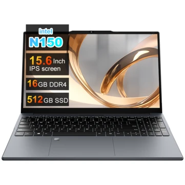Ninkear N15 Air Laptop Intel Twin Lake N150 16GB DDR4 512GB SSD 15.6 Inch FHD IPS Screen Fingerprint Unlock Backlit Keyboard 46.2Wh Battery Narrow Bezel Notebook