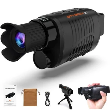 GTMEDIA N1 Digital Night Vision Monocular Day/Night Use 2000mAh Battery 1.5'' TFT Screen 7-Level IR Light 5X Zoom Type-C Charging,32GB Memory Card Black - Ideal for Outdoor Adventures and Wildlife Observation