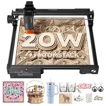 AtomStack Upgraded A20 PRO V2 20W Laser Engraver 24000mm/min Ultra Fast 120W High Power Laser Engraving Machine CNC Laser Cutter and Engraver Machine 400mm x 365mm Engraving Area for Metal Wood Leather