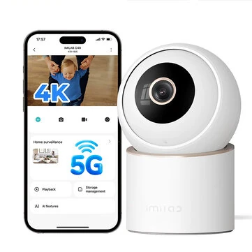 IMILAB C40 8MP 4K HD Security Camera 5G WiFi Indoor Surveillance for Kid Baby Pet PTZ Cam with Person Pet Track Powerful AI Detect Cameras Work with Alexa Google Assistant