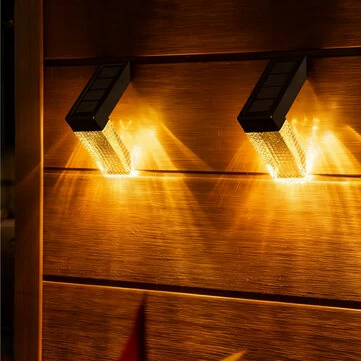 Elfeland 2PCS Solar Lights Outdoor IP65 Waterproof Wall Lights with RGB Color for Courtyard Garden Fence Staircase Step Decoration