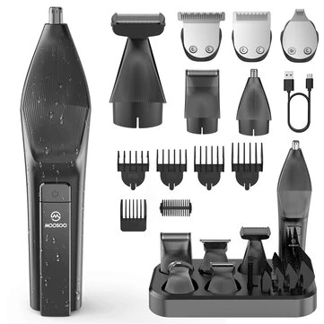 [EU Direct] MOOSOO RS1901 6-in-1 Multi-Grooming Kit for Men Electric Shaver Hair Trimmer Beard Trimmer & Nose Hair Trimmer Body Groomer IPX7 Waterproof LCD Display