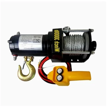 12V Electric Winch 3000lbs 1361KG Off Road Vehicle Self Recovery Heavy Duty Motor Compact Design Remote Control 5mm Wire Rope 6m Vertical Lifting Pulley System