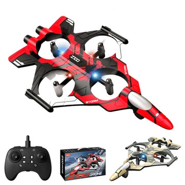 ZHRC Z100 2.4G EPP Hover Fighter Glider One-Key Circling 360° Roll 4 Turbofans 4CH LED RC Drone Airplane Quadcopter Stunt Glider RTF