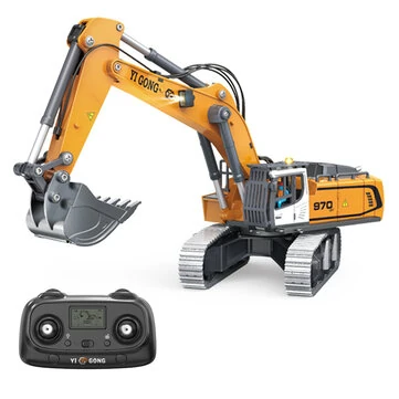 YI GONG 636 970 1/50 RC Simulation Engineering Model Alloy Track Bulldozer/Excavator RTR RC Car Screw Rod Excavator​ Sound Effects And Four Lighting Effects Children Toys