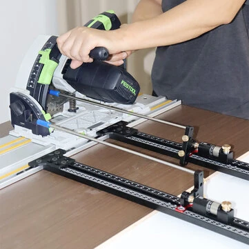 ENJOYWOOD Track Saw Parallel Guide System 0-147.9cm Scale Range with Micro Adjustable Flip Stop and Zero Calibration Repeatable Cuts Compatible with Makita / Festool / Milwaukee Guide Rail