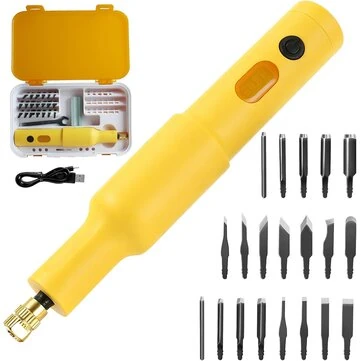 Electric Wood Chisel Carving Tool Electric Woodworking Carving Chisel Tools with 20 Blades Wood Sculpting, DIY Woodcraft, Professionalgrade Tool Precision Carving Sturdy Build Smooth Operation Wood Shaver Power Carver Carvers Hobbyists