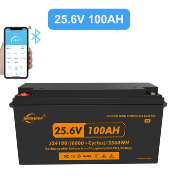 JSDSOLAR 24V 100Ah LiFePo4 Battery Pack With Bluetooth 8000+ Cycles Rechargeable Lithium Iron Phosphate Batteries For Boat RV