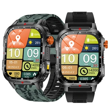 Senbono V35 2.01-inch HD Screen LED Flashlight 1100mAh Massive Battery Compass Voice Assistant bluetooth Call Heart Rate Blood Oxygen Monitor Sleep Monitoring Multi-sport Modes IP68 Waterproof Smart Watch