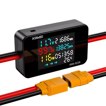 KEWEISI KWS-DC26 Battery Charger Tester Power Meter Voltmeter Ammeter DC 8-80V 50A LCD Screen Overvoltage Overcurrent Warning XT60 XT90 Anderson Connector Solar Electric Vehicle Motorcycle