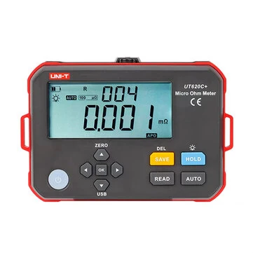 UNI-T UT620C Plus Micro Ohmmeter 0.001mΩ to 300.0kΩ 1A Current Four Wire Measurement USB Data Transfer Rechargeable Battery High Precision Resistance Tester
