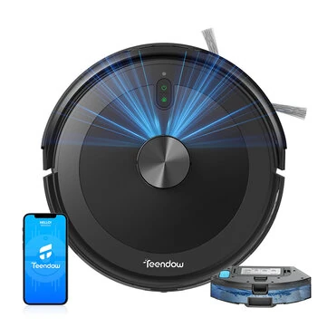 [EU Direct]Teendow D10S Plus 2-in-1 Robot Vacuum Cleaner 5000Pa Strong Suction, 260ml Water Tank, Smart Navigation Pet-Friendly APP & Voice Control