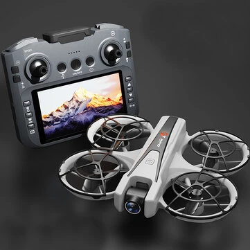 YLR/C YL05 WiFi FPV with 4.9inch LCD Screen Controller HD Dual Camera Electrically Adjustable Optical Flow Hover Circle Protection LED Brushless 2.4G 4CH 6-Axis Remote Control Toys RC Drone Quadcopter RTF