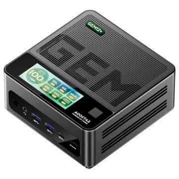 AOOSTAR GEM12+ Pro Mini PC With 2.86 Inch Screen Fingerprint Unlocking AMD Ryzen 7 Pro 8845HS 8 Core 16 Thread 32GB DDR5 RAM 1TB SSD 4K Quad Screen Output WIFI6 BT5.2 HD USB4 Dual 2.5G LAN Mini Computer Desktop PC