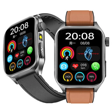 E810 1.952-inch AMOLED ECG 650nm Laser Semiconductor Conditioning Micro Physical Examination bluetooth Call Heart Rate Blood Pressure Blood Oxygen Monitor Uric Acid and Blood Lipid Blood Glucose Measurement HRV-AI Medical Diagnosis IP68 Smart Watch