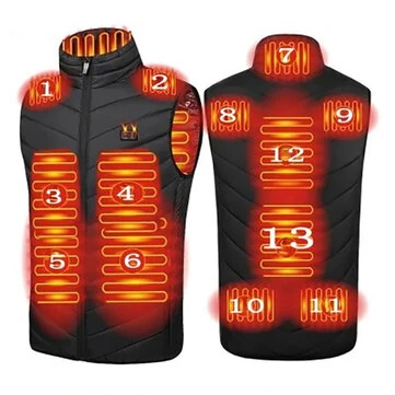 TENGOO HV-13 Electric Heated Vest - 13 Heating Areas Loose Fit for Unisex, USB Chargeable & Waterproof for Winter Outdoors