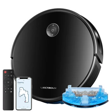 [EU Direct]LIECTROUX C7 Robot Vacuum Cleaner and Wet Mop Combo,Smart Mapping,WiFi App And Remote Control,6Kpa Suction,Brushless Motor,Works With Alexa and Google Assistant,Ideal for Pet Hair,Carpet,Hard Floor