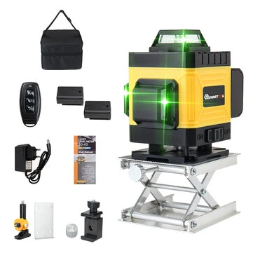 MUSTOOL 4D 16 Line Laser Level 16 Lines 360° Self-Leveling Green Light High Precision ±0.2mm/m IP54 Waterproof for Construction and DIY