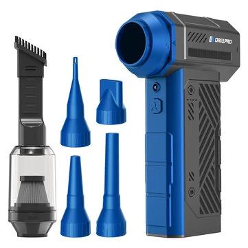 Drillpro G3 90,000RPM 40mm Brushless Motor Turbo Fan 350g Wind Pressure with Multi Nozzles Rechargeable 3*2500mAh Battery LED Light Professional Air Blower Tool