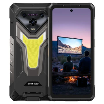 Ulefone Armor 34 Pro 5G AI Built-in Projector 25500mAh 32GB RAM 512GB ROM 50MP Triple Camera 64MP Night Vision 6.95 inch 120Hz Versatile LED Light Warning Light 66W Fast Charge Android 15 Dimensity 7300 NFC IP68 IP69K Waterproof Rugged Smartphone