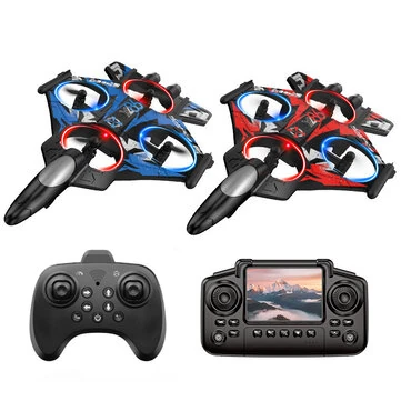 YLR/C YL85 YL86 WiFi FPV EPP Glider with LCD Screen Controller HD Camera Gliding Hovering Headless Mode 360° Rolling LED 2.4G RC Remote Control Drone Airplane Quadcopter Stunt Fighter RTF
