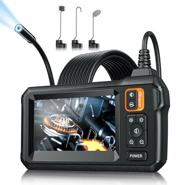 4.3 inch 8mm IPS HD Screen Car Endoscope Camera with Light Borescope 2000mah Sewer Camera 1080P HD Inspection Camera for Home/Pipe/Automotive