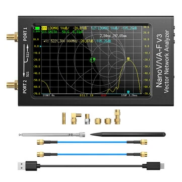 NanoVNA F V3 Vector Network Analyzer 1MHz to 6GHz TDR Function 4.3 Inch Resistive Touchscreen High Accuracy Fast Sweep Speed VNA Analyzer