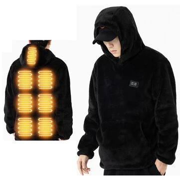 TENGOO HS09 Smart Heated Hoodies Sweater 9 Heating Areas Quick Heating USB Rechargeable Washable Safety Fashion Oversize Jacket for Winter Outdoors Keep Warm
