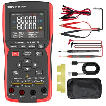 ZOYI ZT-DQ01 ZT-DQ02 Digital LCR Bridge Tester Meter Portable Handheld 0.3% Accuracy Capacitance Resistance Inductance Testing Multiple Frequencies