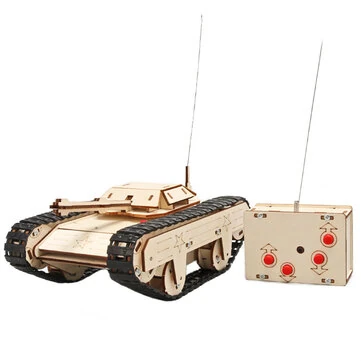 Wooden Remote Control Tank Model Assembly Kit DIY Children's Science Experiment Education Puzzle Toy Student Technology Small Production