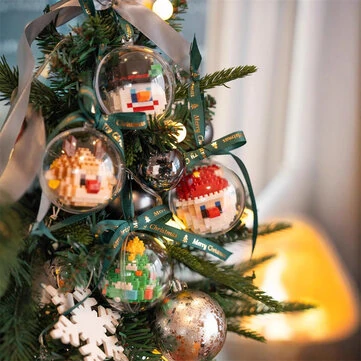 Christmas DIY Mini Building Blocks Set Santa Snowman Reindeer Christmas Tree Holiday Gifts for Decorations Creative Assemble Kit