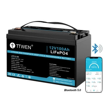 [EU Direct] TTWEN 12V 100Ah Bluetooth Lifepo4 Battery Pack with 100A BMS Temperature Protection 4000+ Times Deep Cycles 1280Wh Lithium Battery Support in Series Parallel for RV, Solar System, Boat, Household, Solar Panel Kit, Camping
